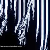 High contrast analog glitch texture overlay featuring severe vertical white and blue pixel bleeding and distorted VCR tracking loss on a dark screen.