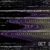 Nostalgic 80s camcorder VHS glitch overlay featuring wavy purple and green magnetic tape distortion, white tracking lines, and a vintage timestamp reading OCT 26.