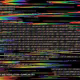 Intense hardware glitch texture featuring vibrant stretched RGB colors and horizontal lines of distorted binary code indicating a severe GPU memory crash or data corruption.