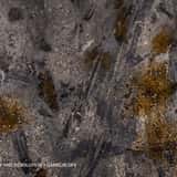 Close-up of a dirty industrial concrete floor texture featuring heavy black oil stains, wet spots, and faded tire tracks.