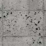 Light grey raw brutalist concrete texture showing deep pockmarks, air bubbles, and grid lines from architectural formwork.