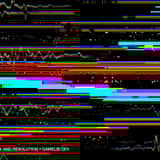 Intense modern digital glitch texture displaying thick, vibrant horizontal RGB blocks, with bright cyan, magenta, and green pixel errors resembling a broken monitor or GPU failure.
