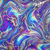 Mesmerizing holographic liquid chrome texture, resembling melted silver metal swirling with bright iridescent rainbow reflections in a modern Y2K aesthetic.