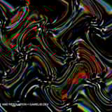 Trippy organic glitch overlay showing thick, wavy white and blue zebra-like lines distorted by glowing RGB chromatic aberration and digital noise.