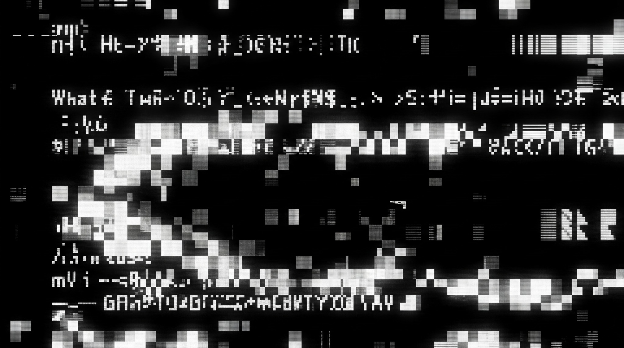 High-contrast digital glitch texture with pixelation and datamoshing artifacts.