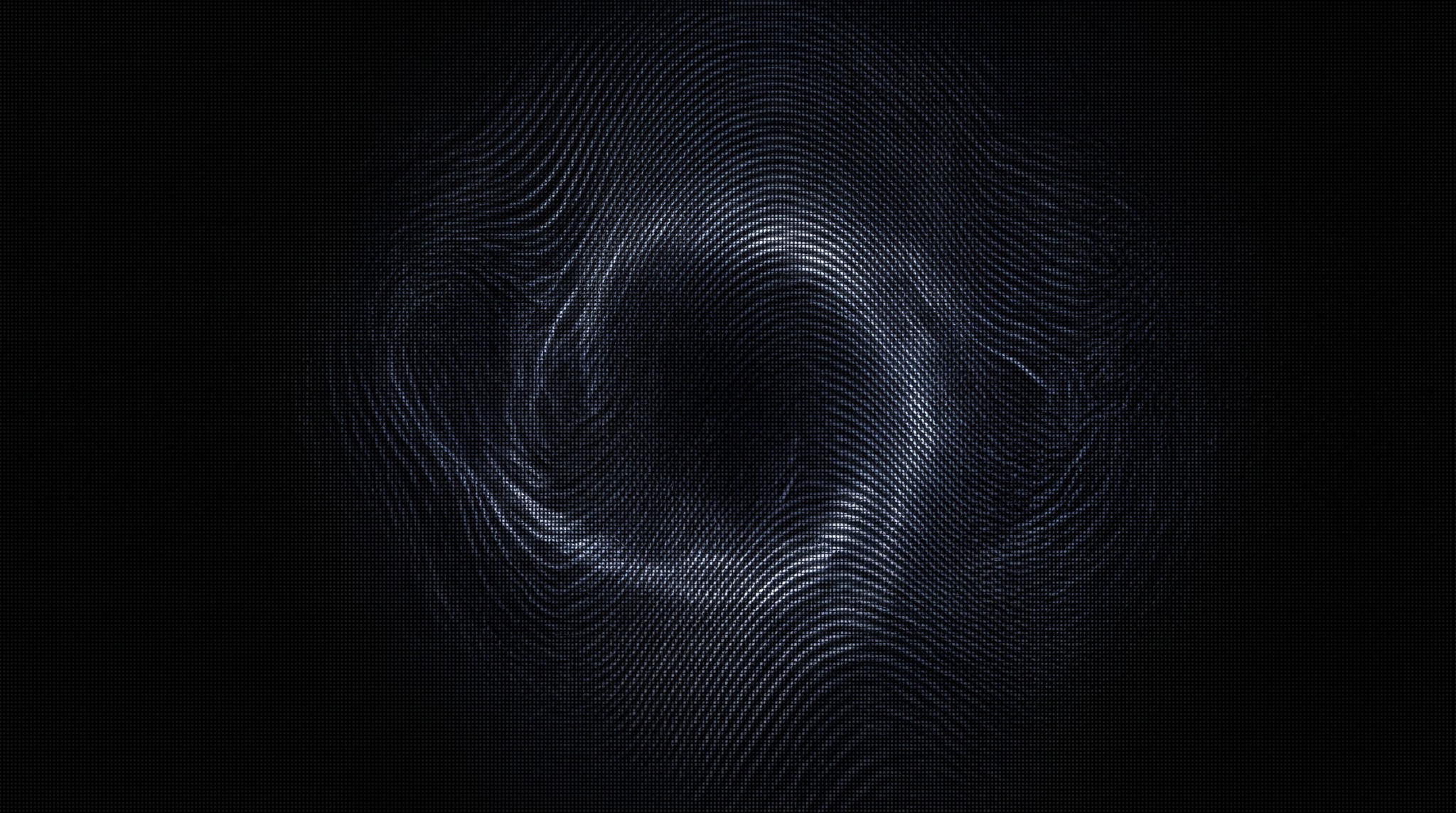 Abstract dark background with swirling, wavy lines resembling magnetic tape distortion.