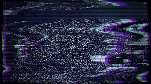 A 4K 4K texture of warped VHS magnetic tape distortion with static noise and chromatic aberration.
