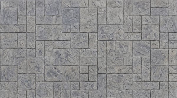 A seamless 4K texture of grey cobblestone paving stones with a rough, aged appearance.